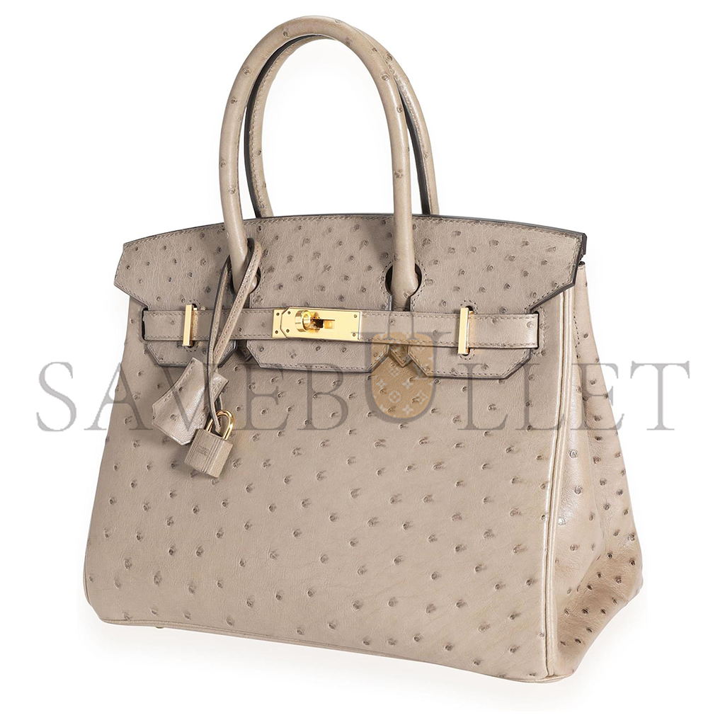 HERMES MASTER BIRKIN 30 OSTRICH TRENCH BEIGE GOLD HARDWARE 172854 (30*22*16cm)